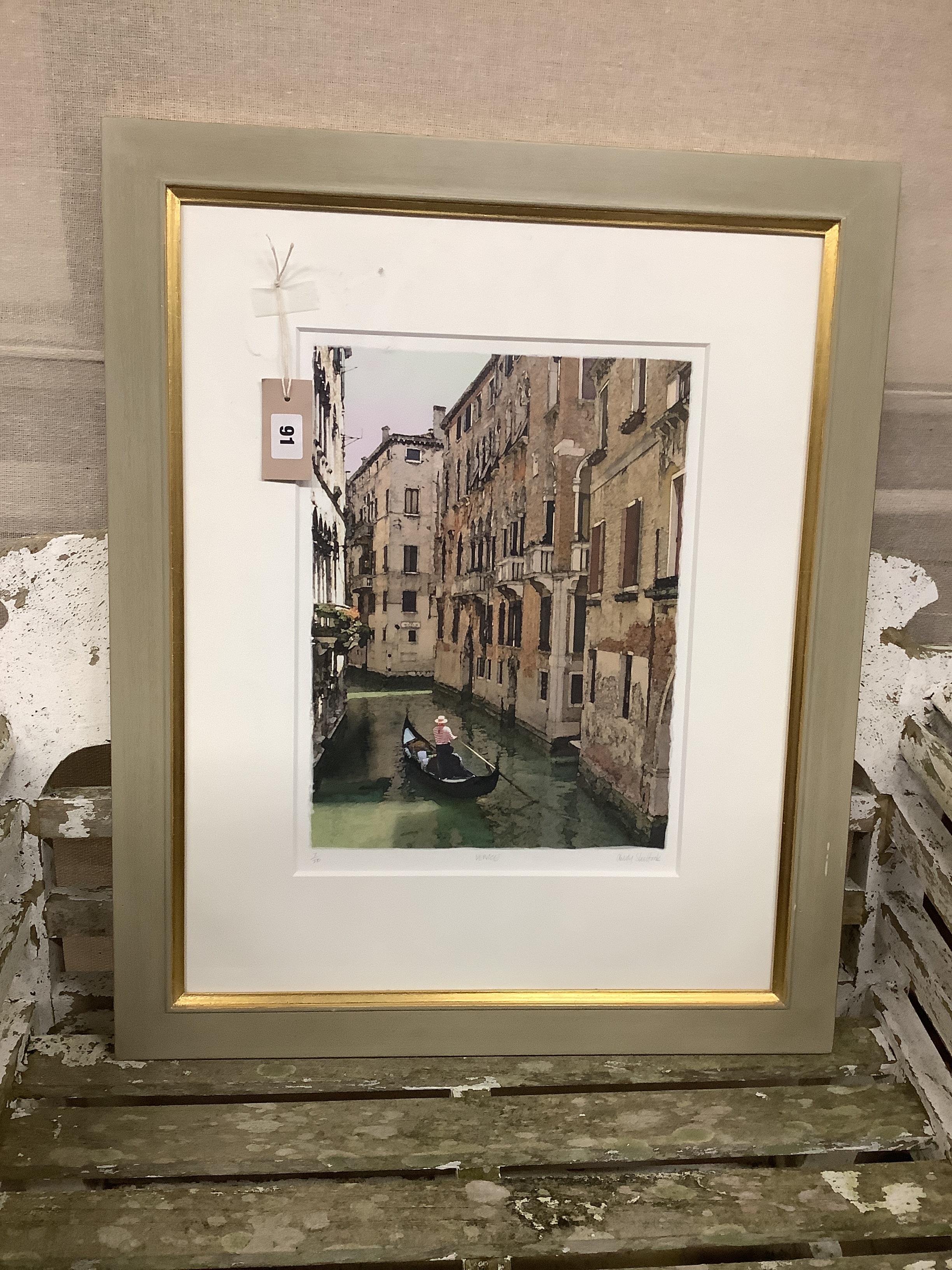 Andy Shattock (Modern British), limited edition print, Venice, signed in pencil 7/50, together with five other oils watercolours and prints